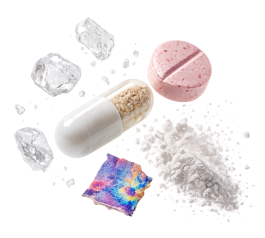 Sustancias analizadas: pastilla, cápsula, cristales, polvo y cartón